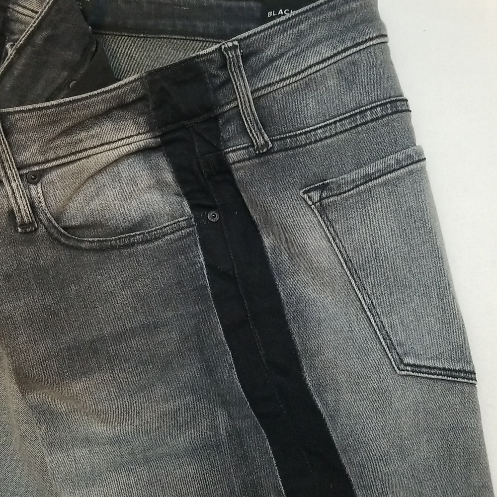 Black Orchid Grey w/ Black Seam Stripe Jude Super Skinny Jeans - Size 27 - Picture 4 of 8